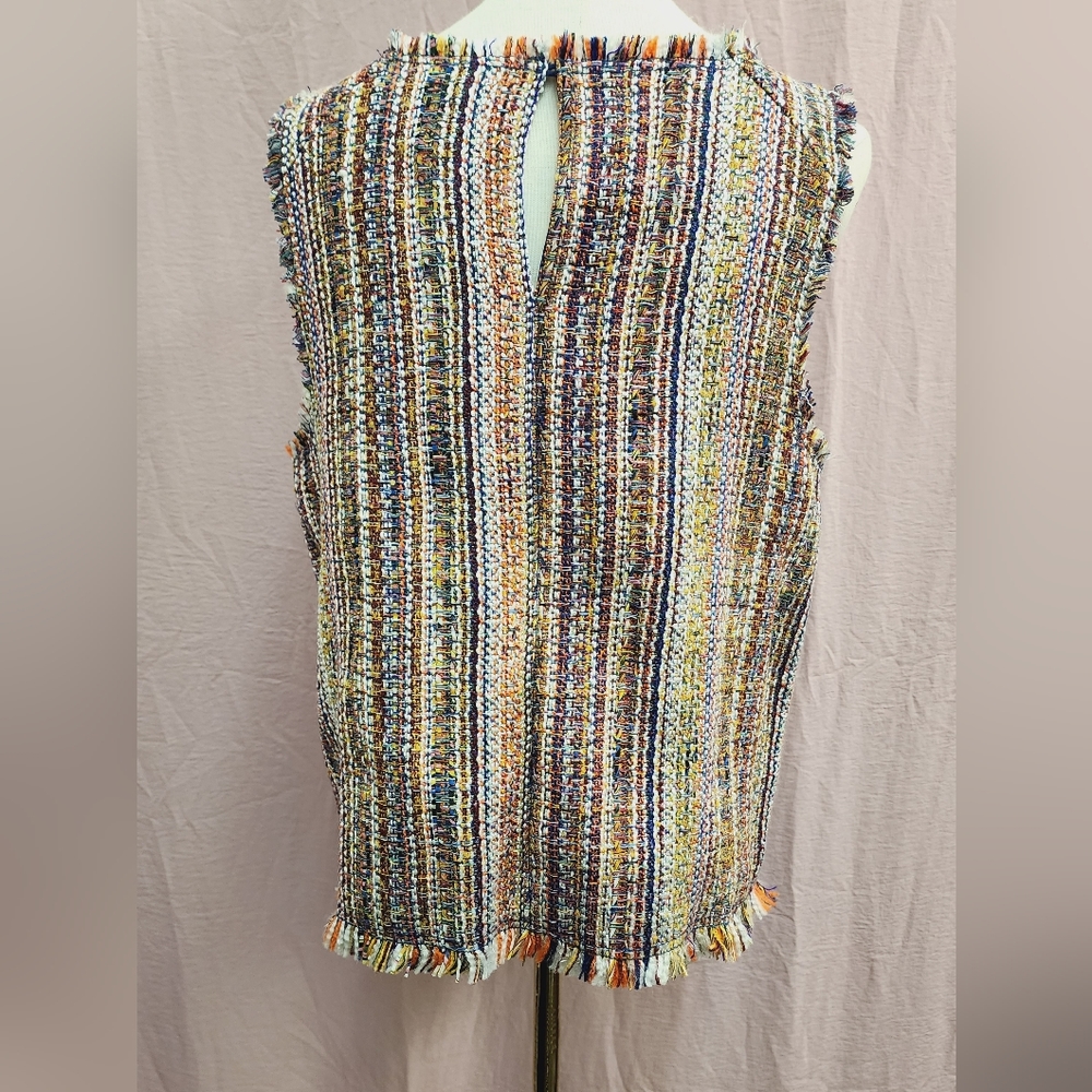 Anthro Maeve Women's Textured Tweed Raw Hem Tank-(Size:14) - Picture 8 of 10